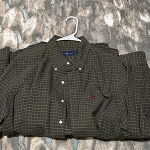 Ralph Lauren Men's Olive and Black Checkered Shirt